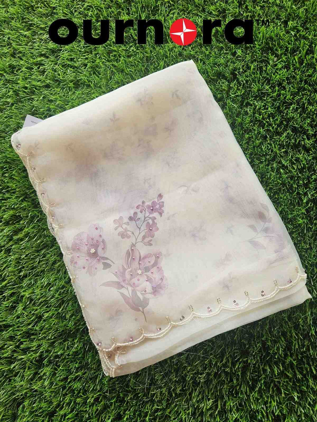 O11Q002- Organza Saree With Floral Patterns