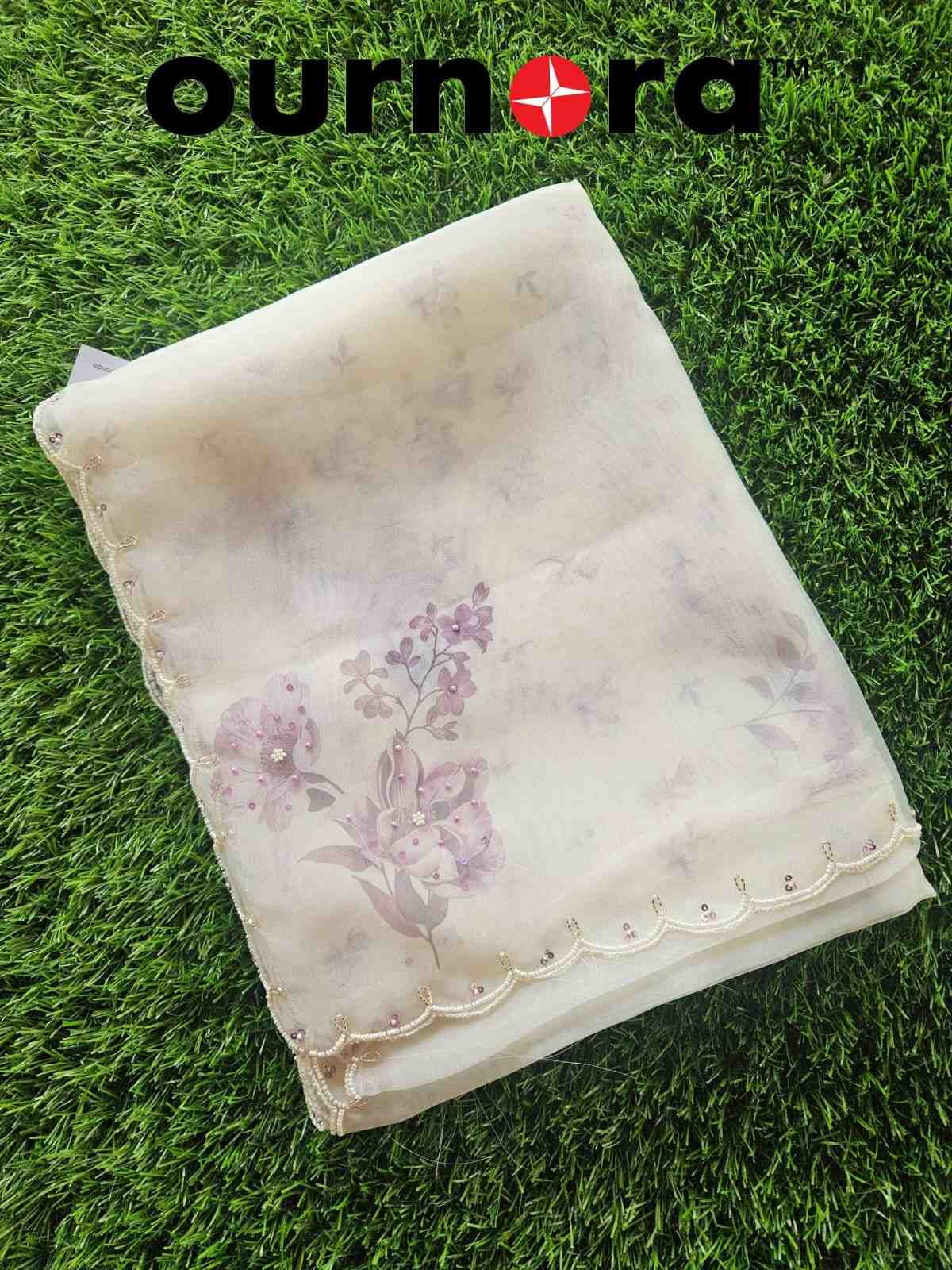 O11Q002- Organza Saree With Floral Patterns