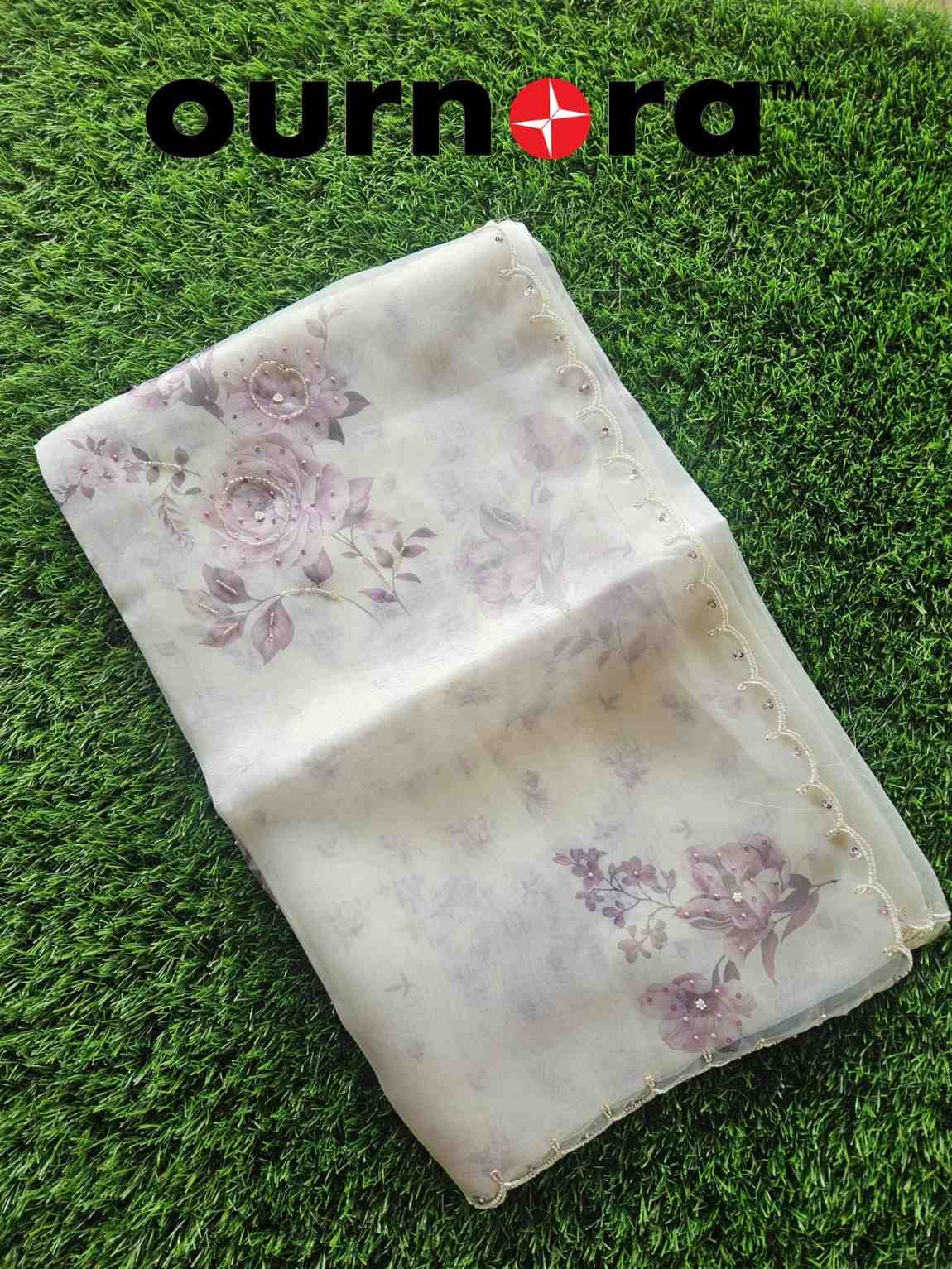 O11Q002- Organza Saree With Floral Patterns