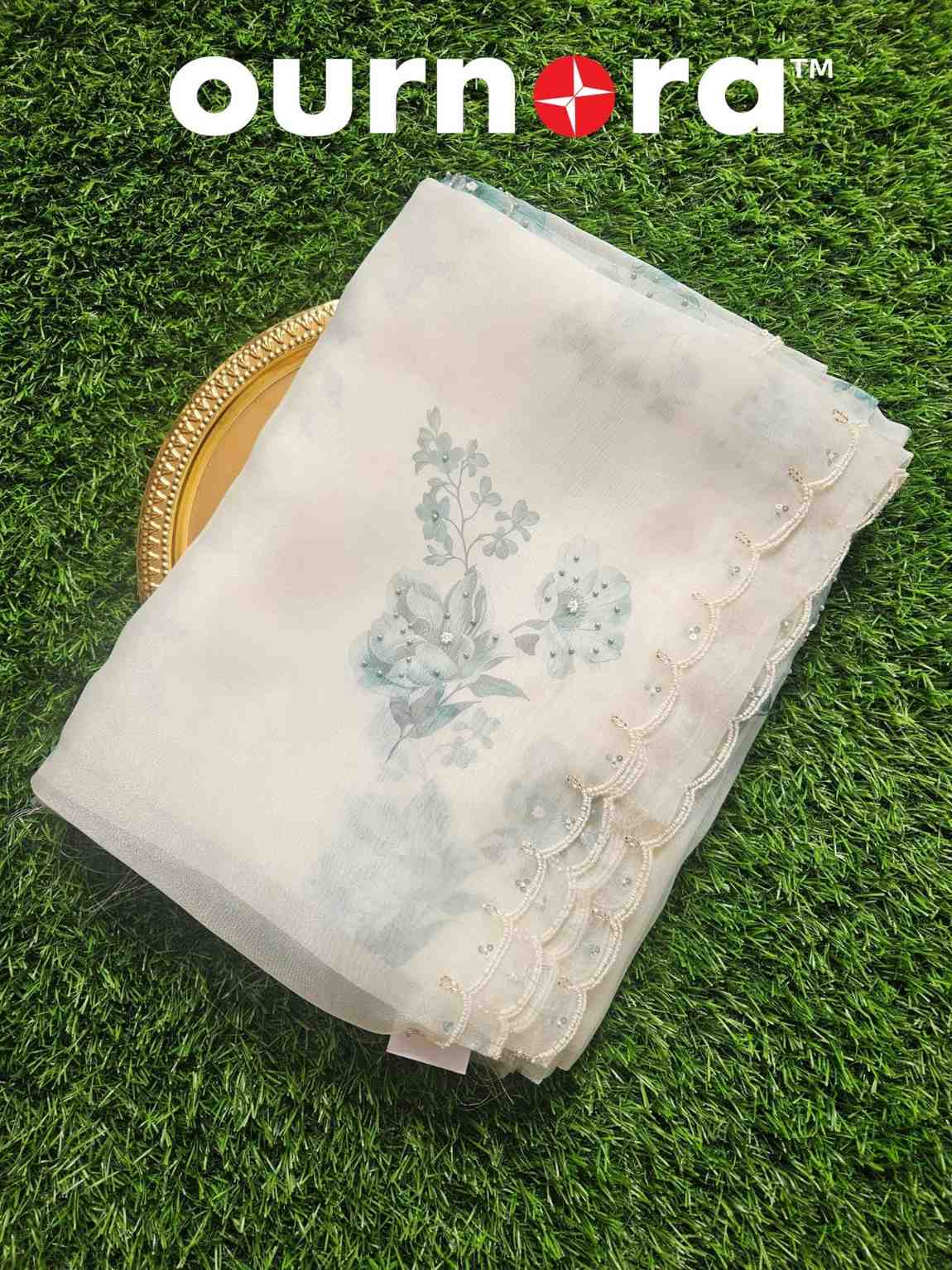 O11Q002 - Organza Saree With  Floral Patterns