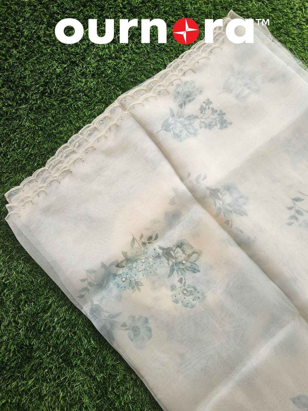 O11Q002 - Organza Saree With  Floral Patterns