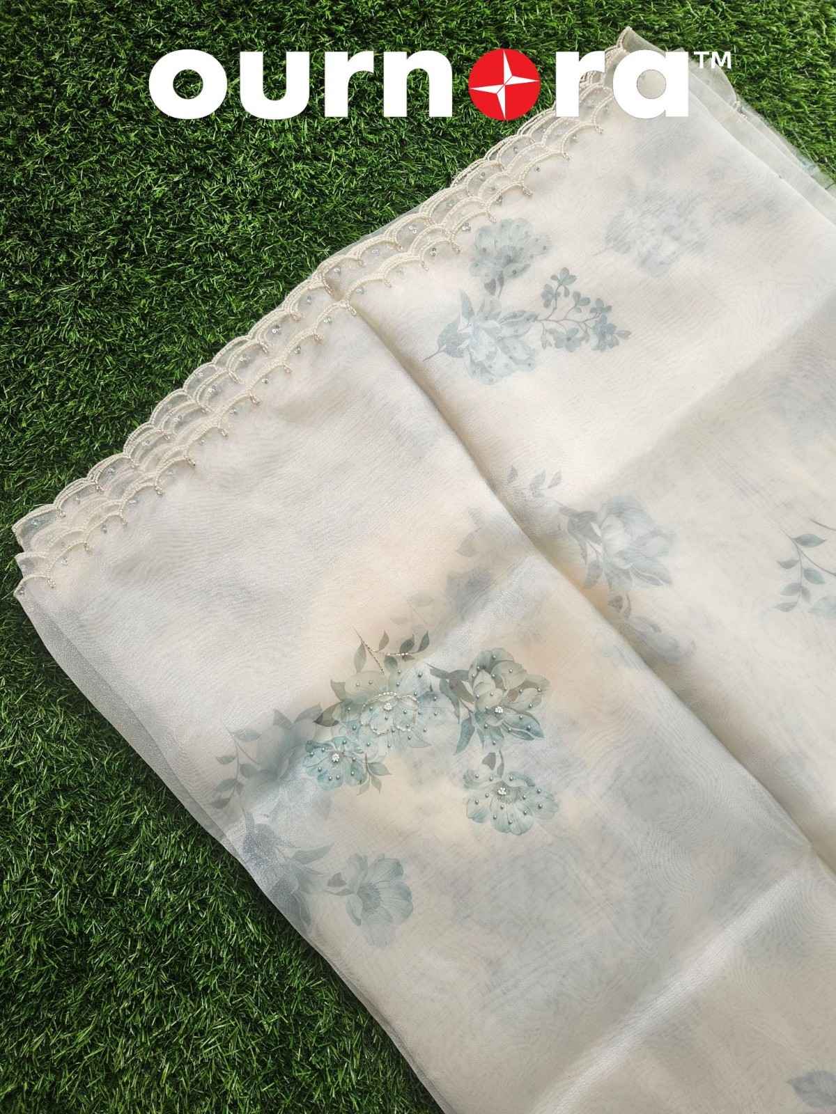O11Q002 - Organza Saree With  Floral Patterns