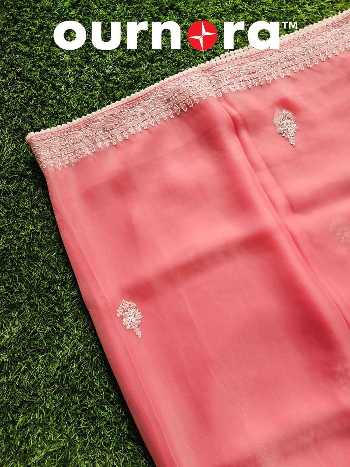 O11AM001 - Organza Chikankari