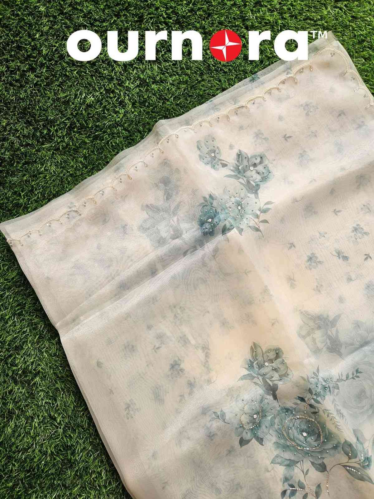 O11Q002 - Organza Saree With  Floral Patterns