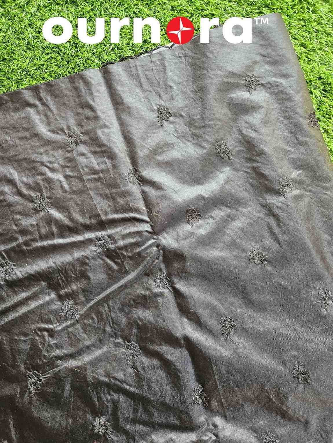 O11Q003- Black Organza with Applique work