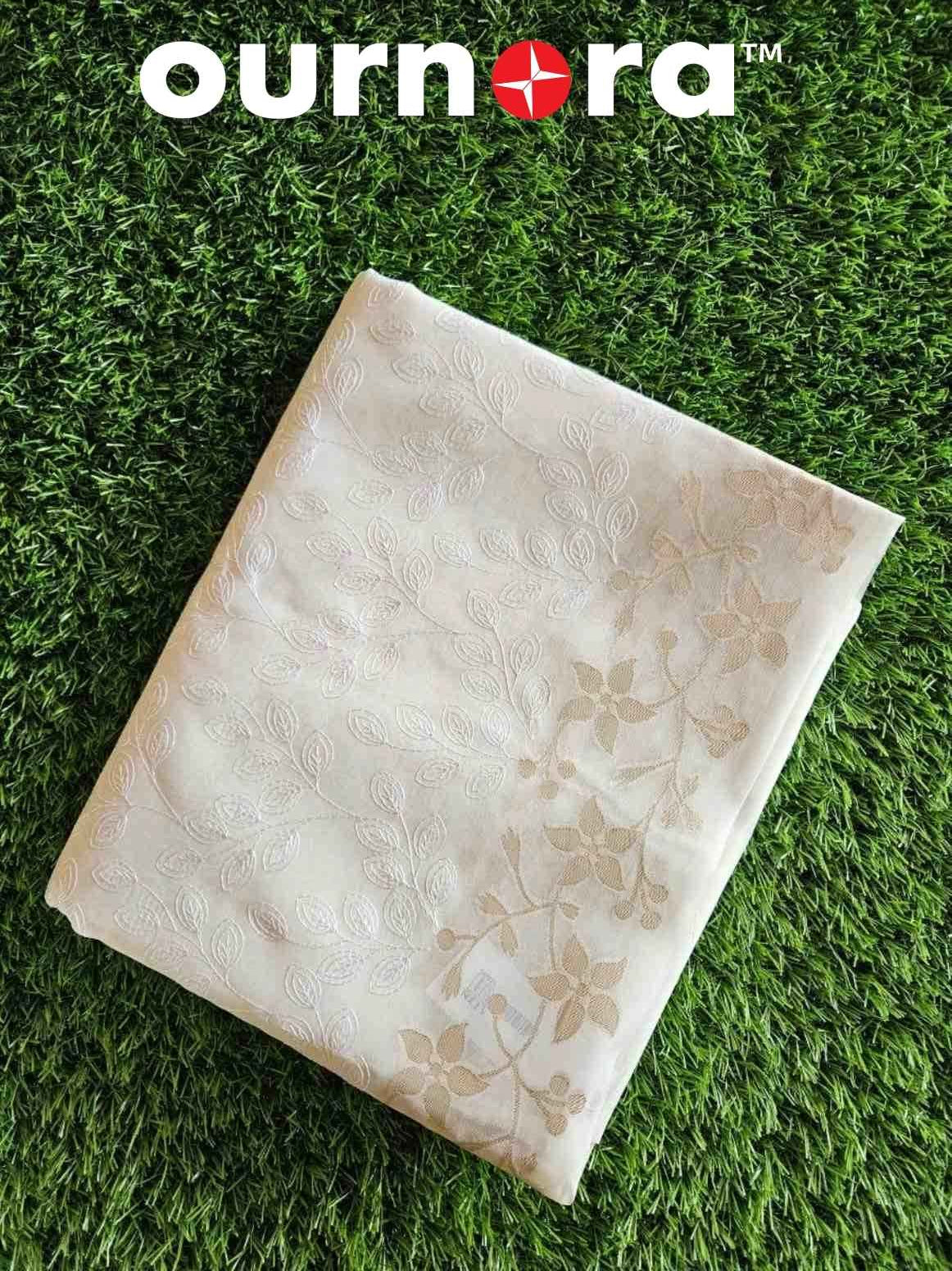 O11Q001- Pure White Organza Saree with Golden Border